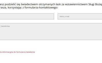 FORMULARZ do zgłaszania ŚWIADECTW